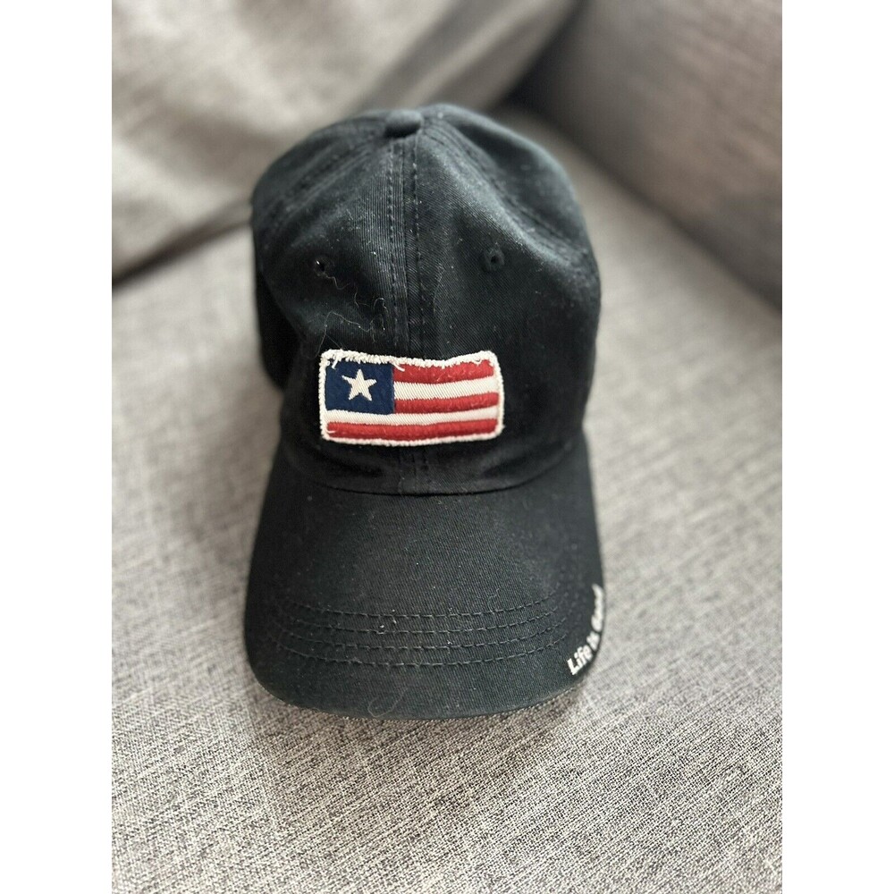 Life is Good Black American Flag Adjustable Cap Baseball Unisex One Size